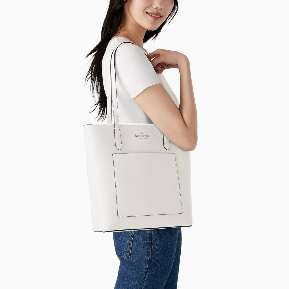 New Kate Spade Daily Saffiano PVC Tote Parchment